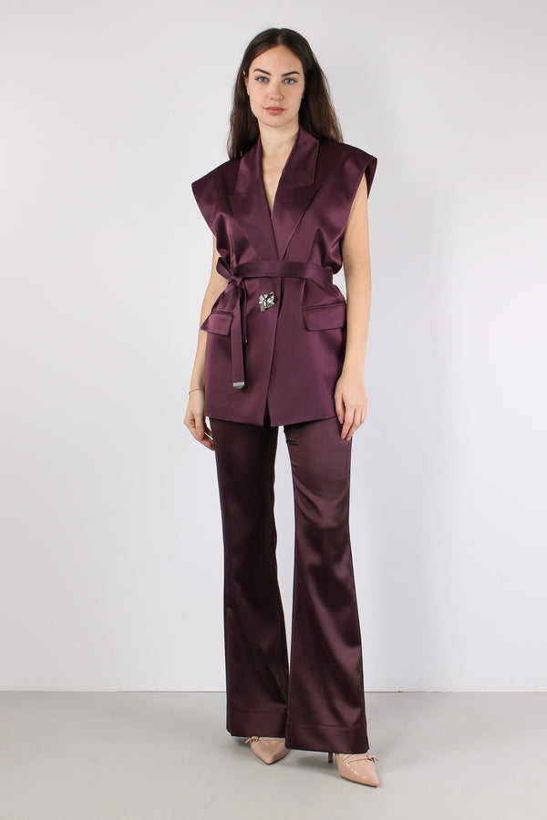 Pinolo Pantalone Effetto Raso Bordeaux