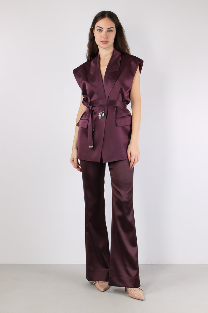 Pinolo Pantalone Effetto Raso Bordeaux