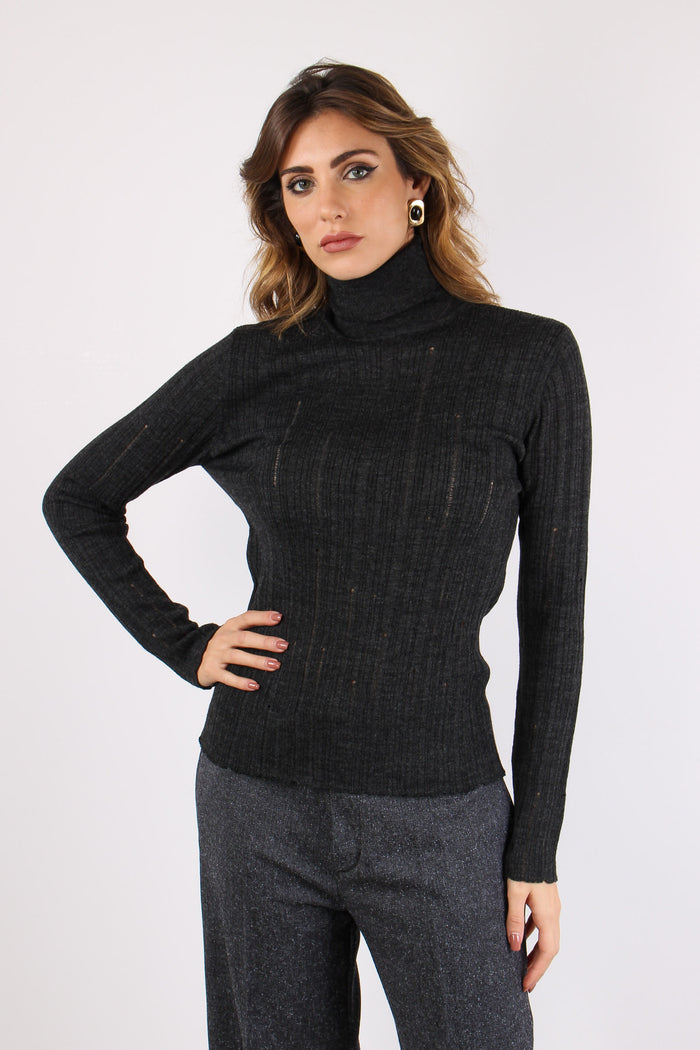Maglia Collo Alto Smagliata Graphite-2