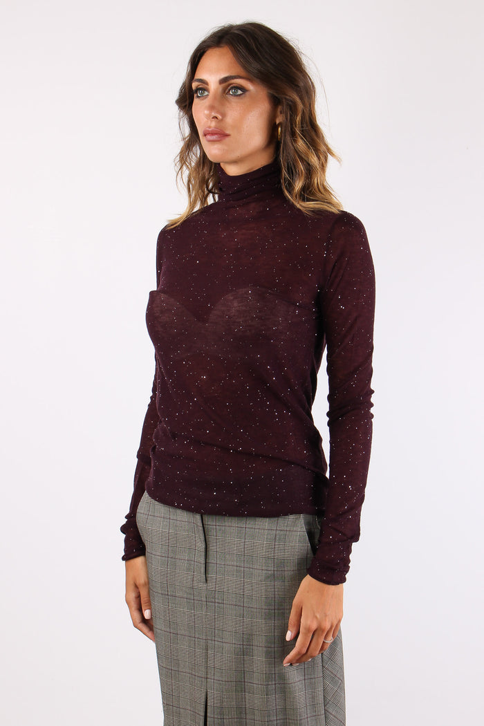 Moss Maglia Lana Paillettes Prugna-3