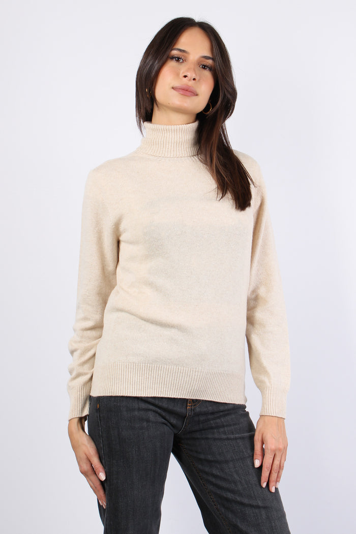 Maglia Collo Alto Misto Cashme Naturale-4