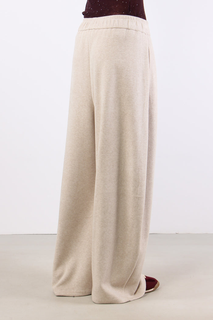 Pantalone Felpa Palazzo Beige-6