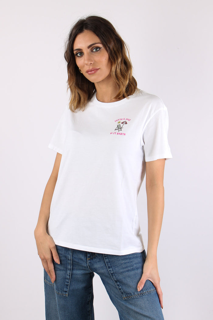 T-shirt Scritta Ricamo Strass Sole-2