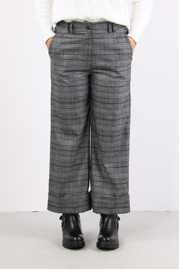 Pantalone Cropped Risvolto Grigio/nero-2