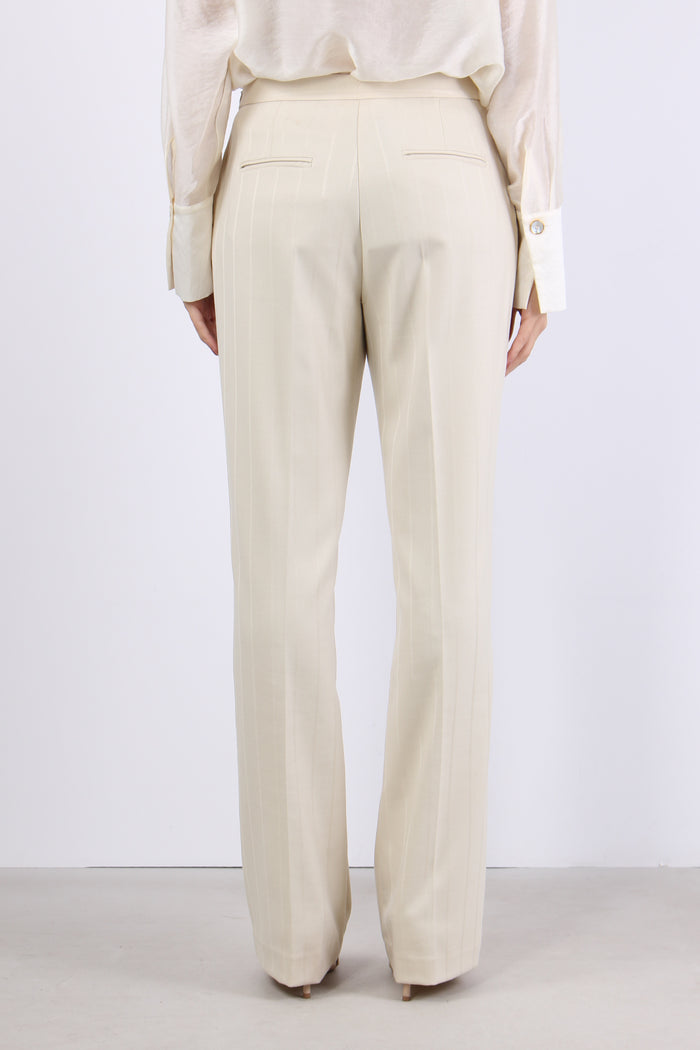 Pantalone Dritto Gessato Ivory-4