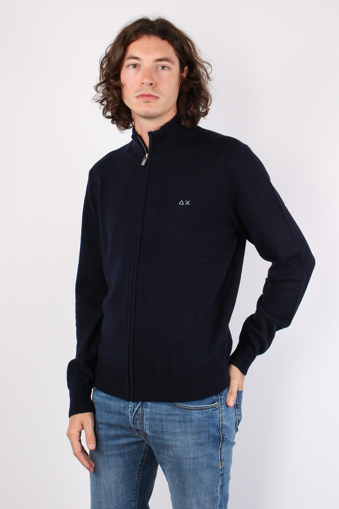 Maglia Lana Full Zip Navy Blue