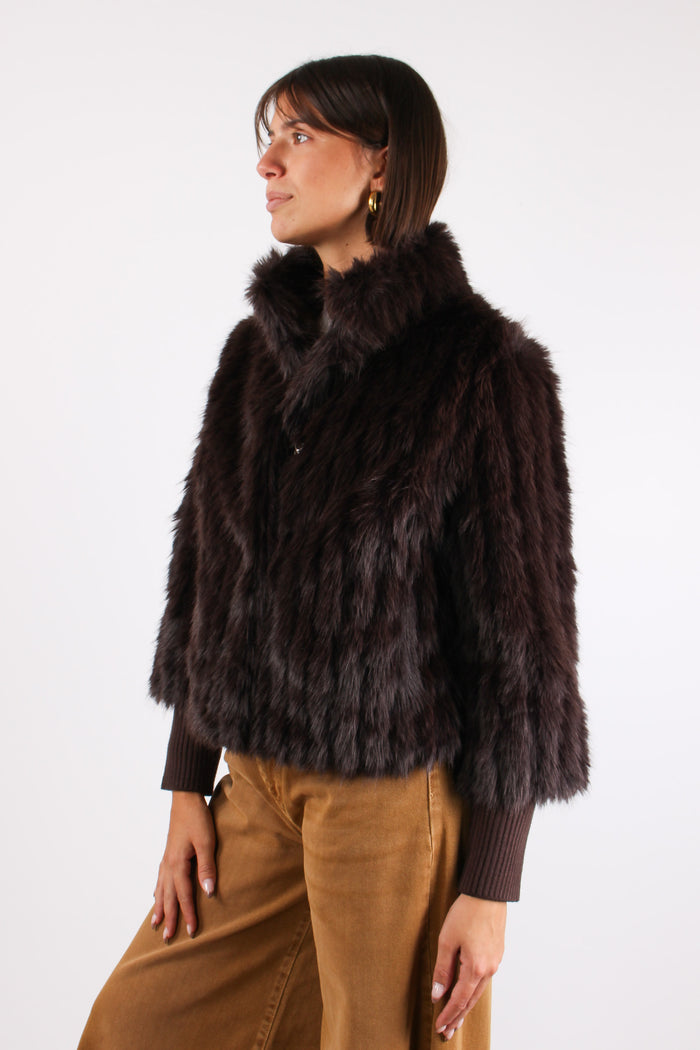 Pelliccia Corta Polsino Maglia Peated-3