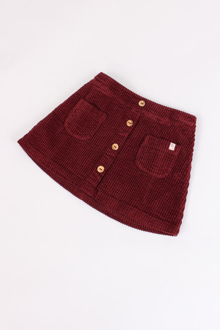 Minigonna Velluto Coste Burgundy-3