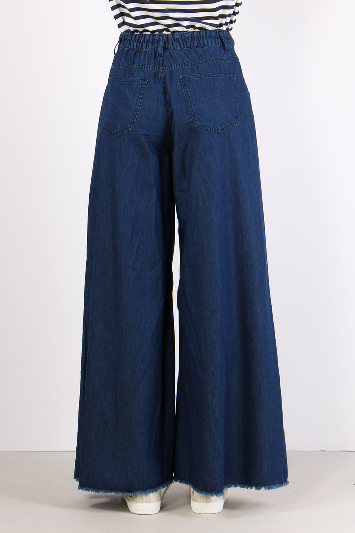 Pantalone Palazzo 5 Tasche Cha Denim-4