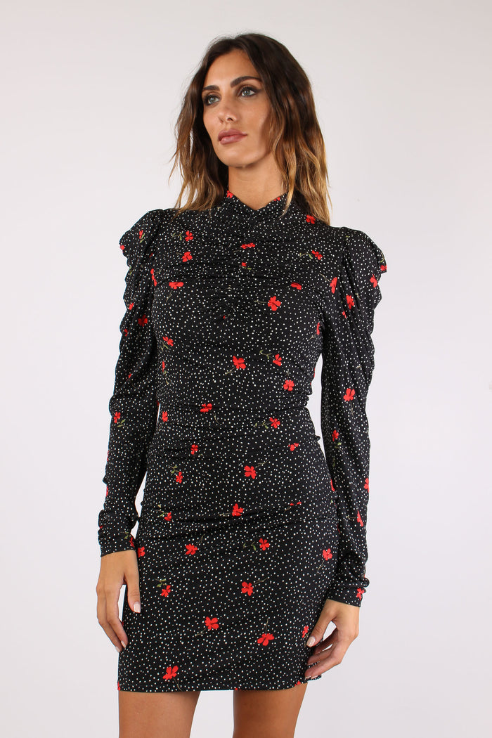 Abito Lycra Arriccio Spalle Nero-3