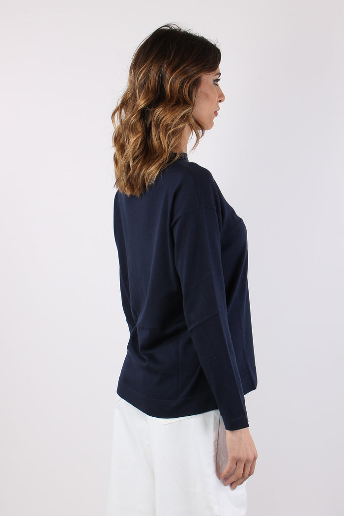 Wkdlepre Maglia Seta Cotone Blu-6