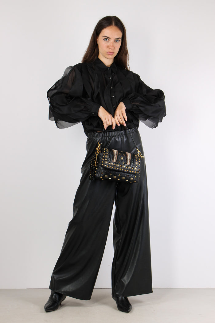 Camicia Collo Petali Nero