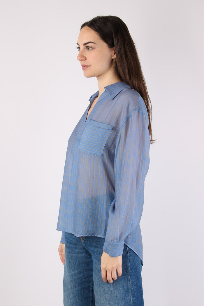 Camicia Mussola Riga Polvere/beige-3