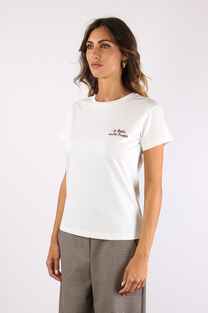 T-shirt Ricamo Ho Finito Anche Panna-4