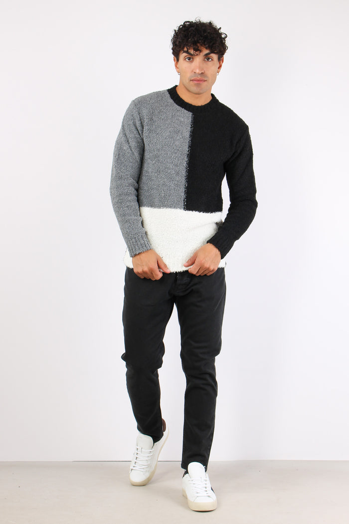 Maglia Boucle Colorblock Nero-4