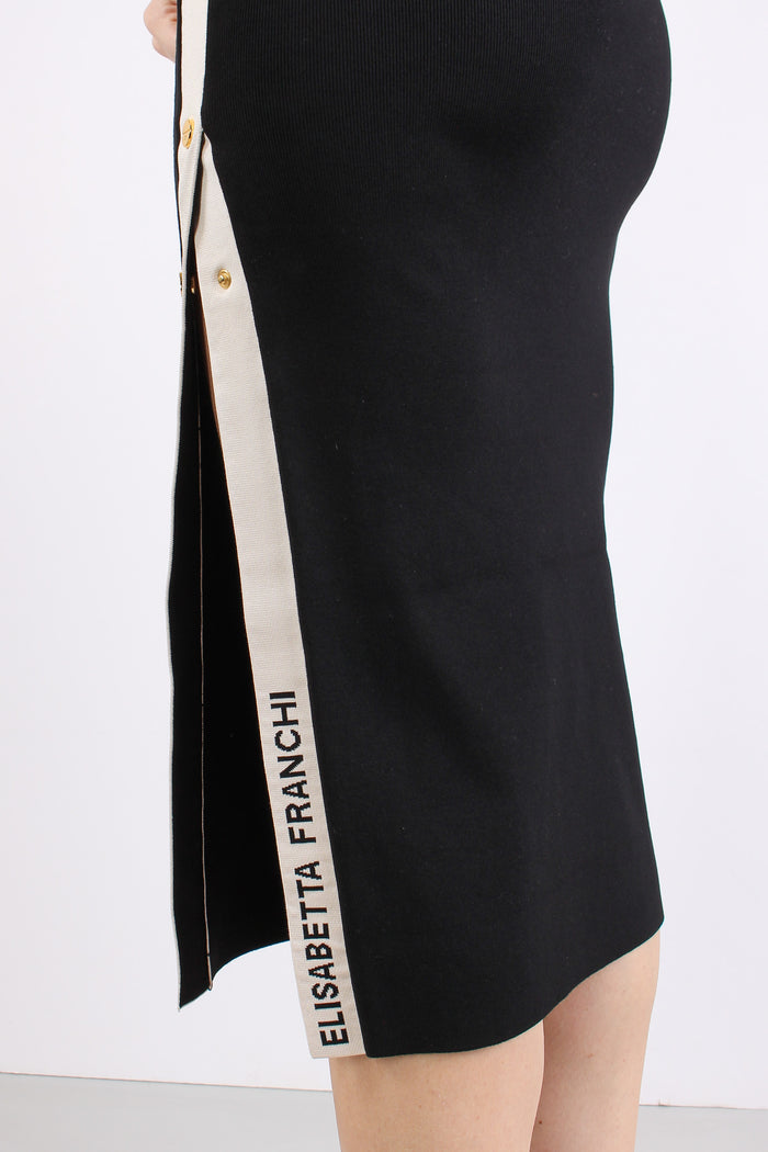 Abito Maglia Spacco Nero/burro-8
