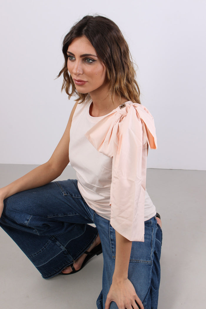 Aimee T-shirt Fiocco Spalla Silver Peony-3
