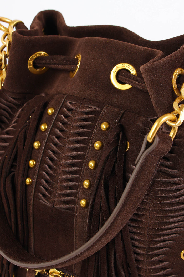 Secchiello Camoscio Frange Dark Brown-6