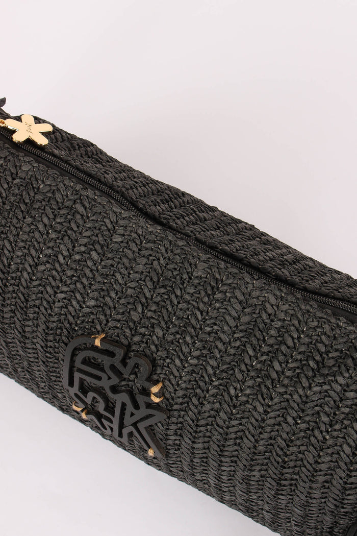 Pochetta Paglia Frange Nero-5