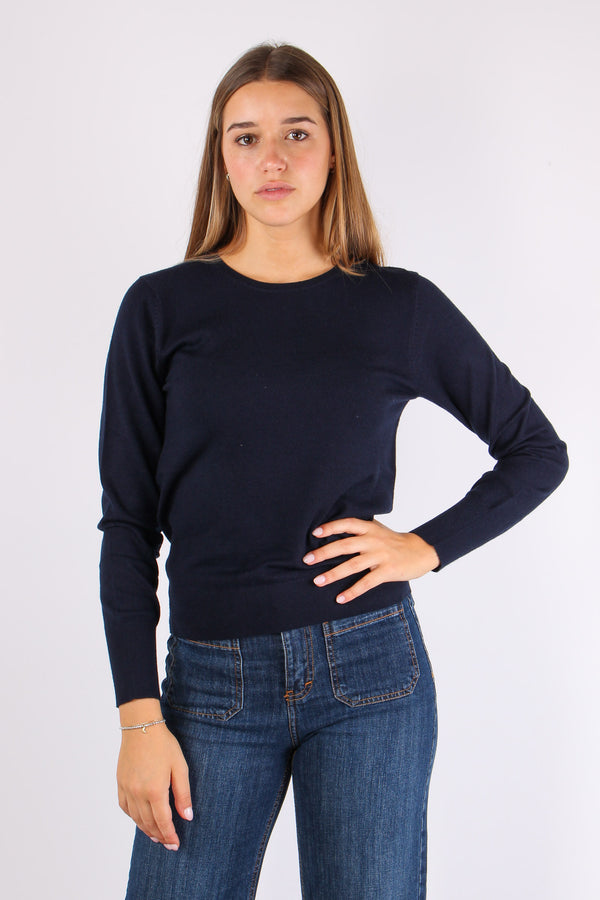 Maglia Girocollo Viscosa Blu-2