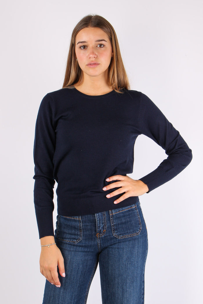 Maglia Girocollo Viscosa Blu-2