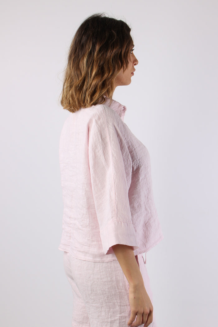 Camicia Cropped Manica 3/4 Rosa-6