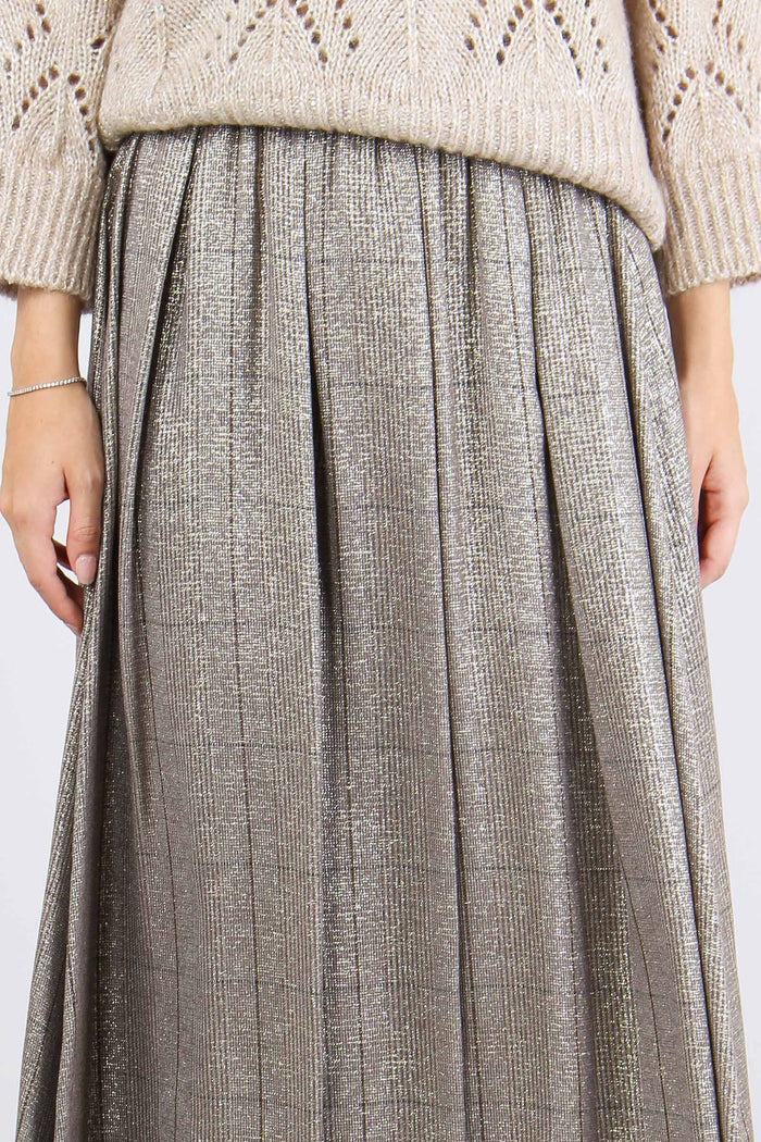 Gonna Quadri Lurex Beige-7