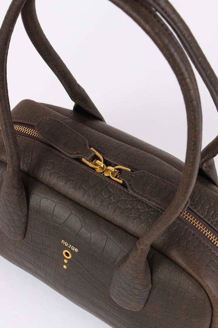 Baguette Stampa Cocco 2 Manici Dark Brown-4