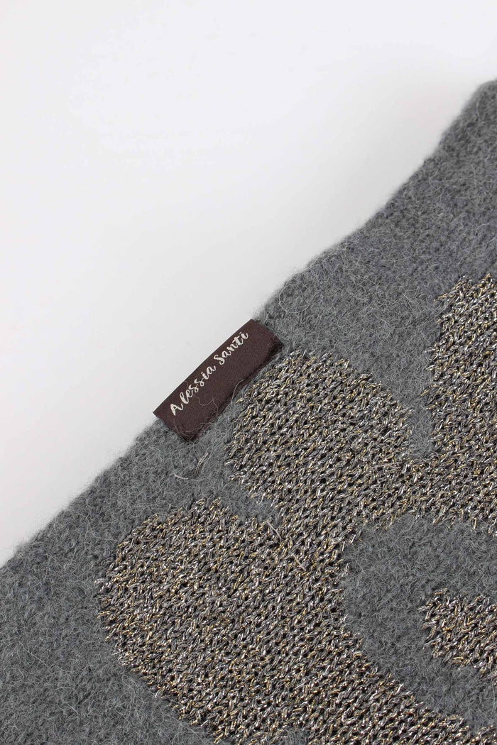 Sciarpa Fiori Grigio Scuro-7