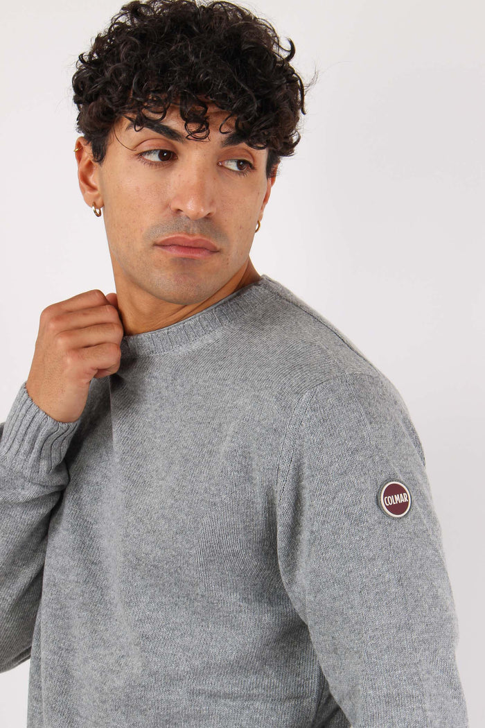 Pullover Basico Logo Grigio Melange-7