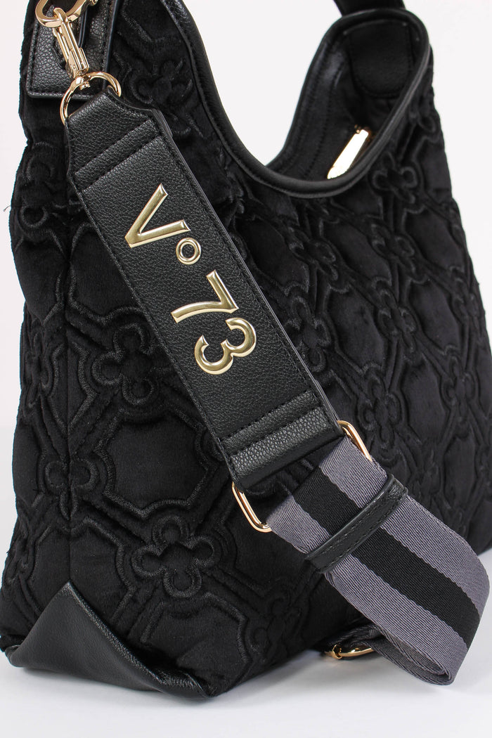 Cate Hobo Velluto Jacquard Nero/grigio-7