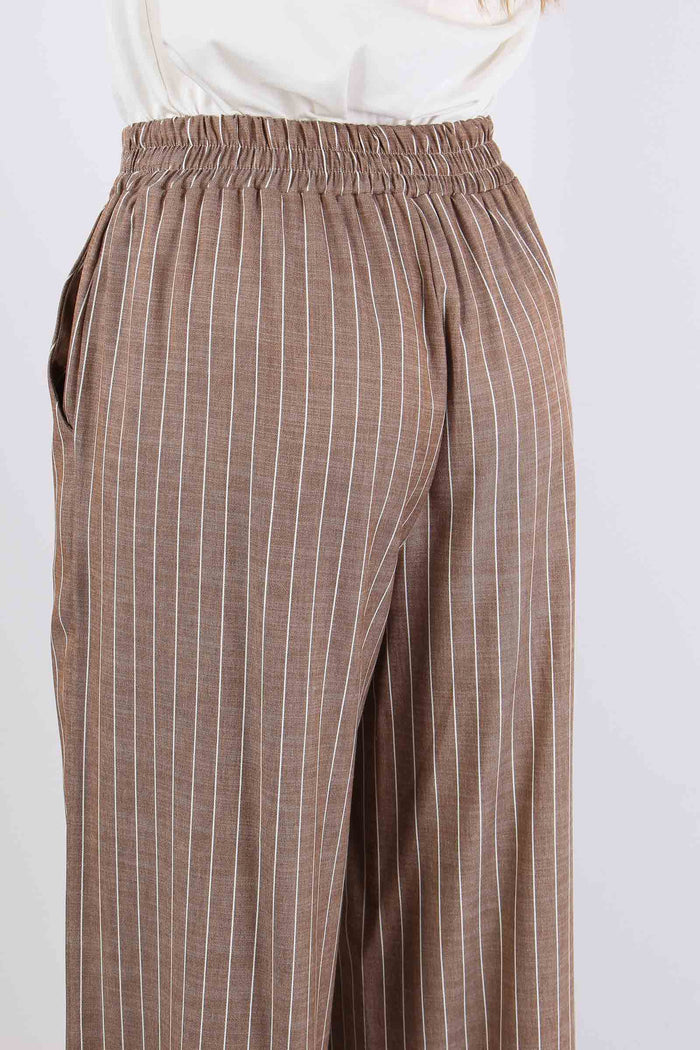 Pantalone Gessato Elastico Vit Caffe-7