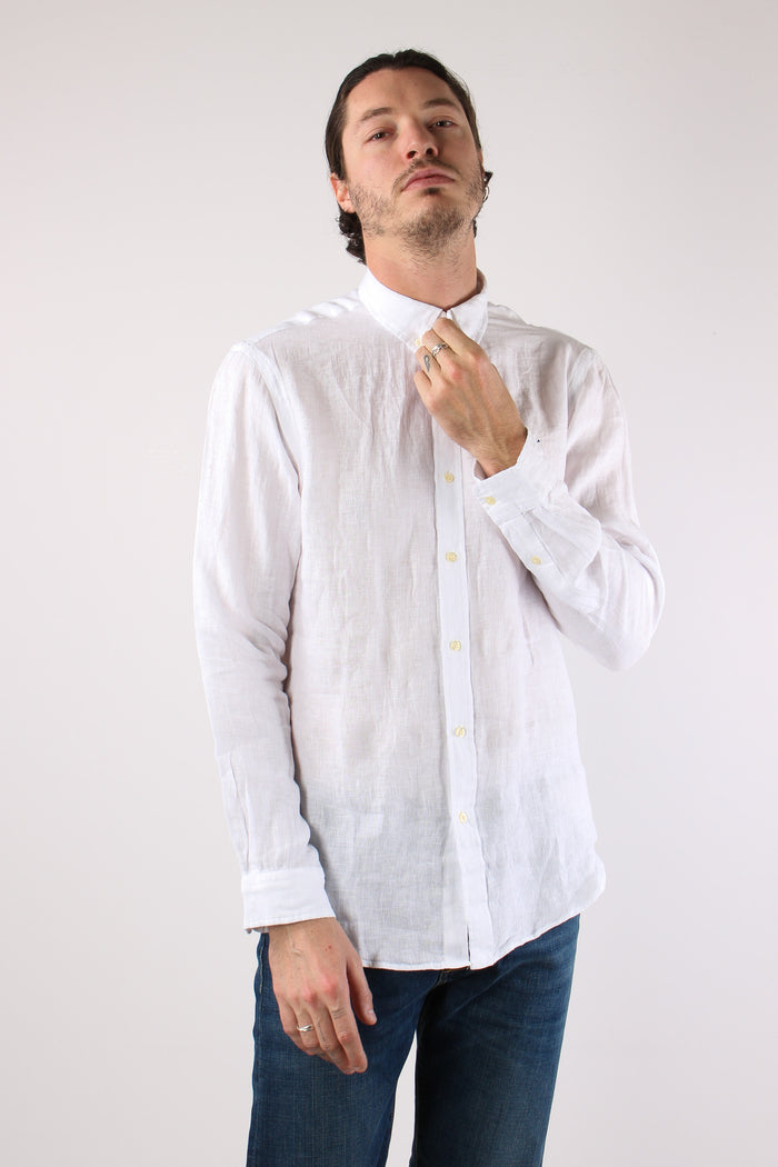 Camicia Lino Slim Fit White-6