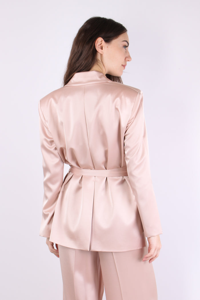 Rapa Giacca Cintura Satin Rosa Mogano-5