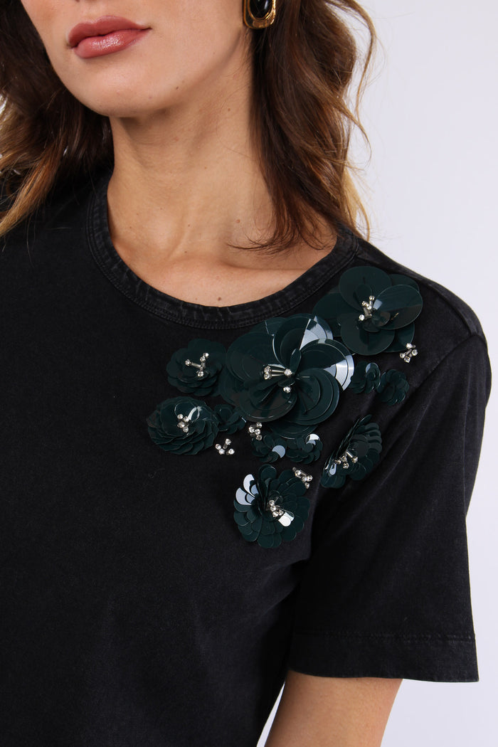 Dominga T-shirt Jersey Delave Nero Caviale-8