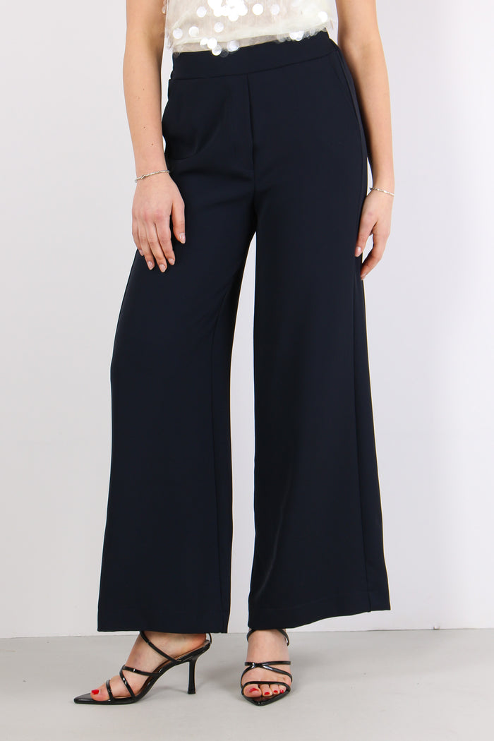 Pantalone Palazzo Fluido Blu-2