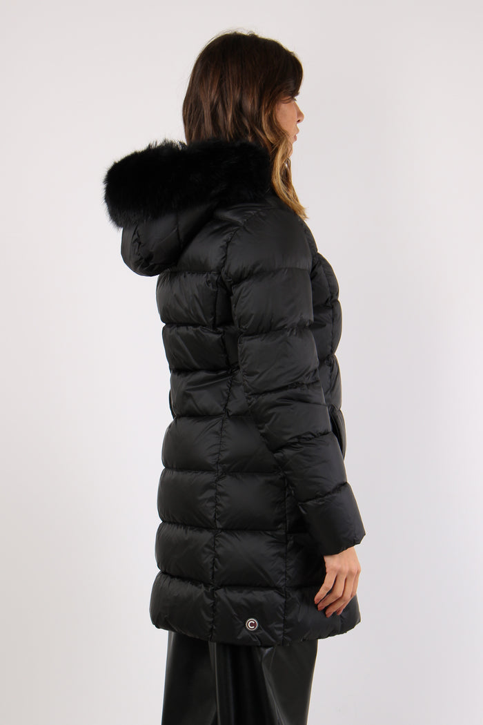 Piumino Lungo Ecopelliccia Nero-7