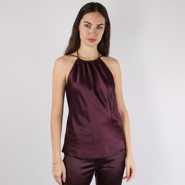 Carota Top Satin Smanicato Bordeaux-2