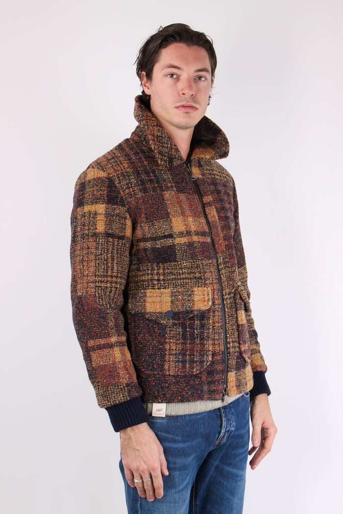 Giubbotto Corto Quadri Tasca T Ruggine-8