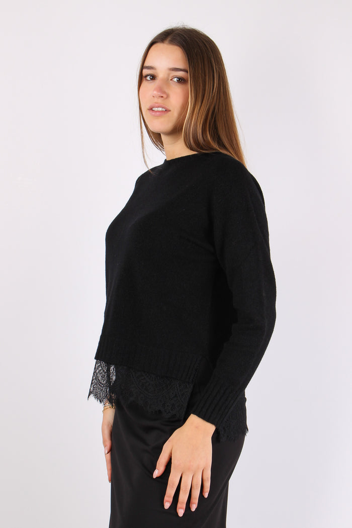 Maglia Viscosa Fondo Pizzo Nero-7