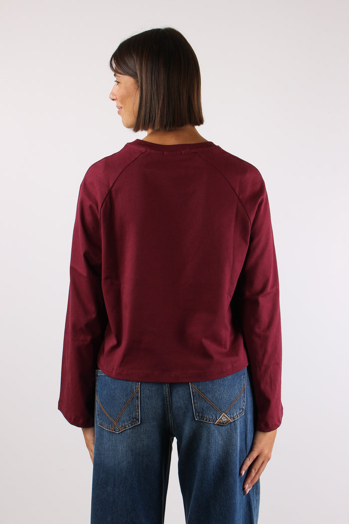 T-shirt Cotone Manica Svasata Bordeaux-5