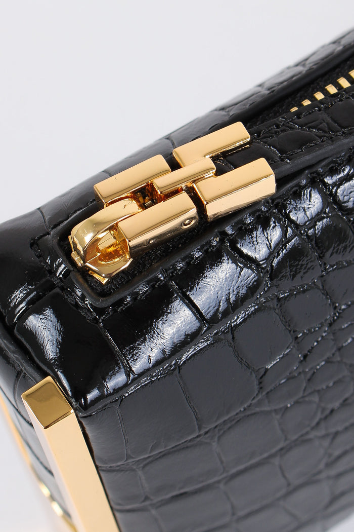 Clutch Stampa Cocco Piccola Nero-8