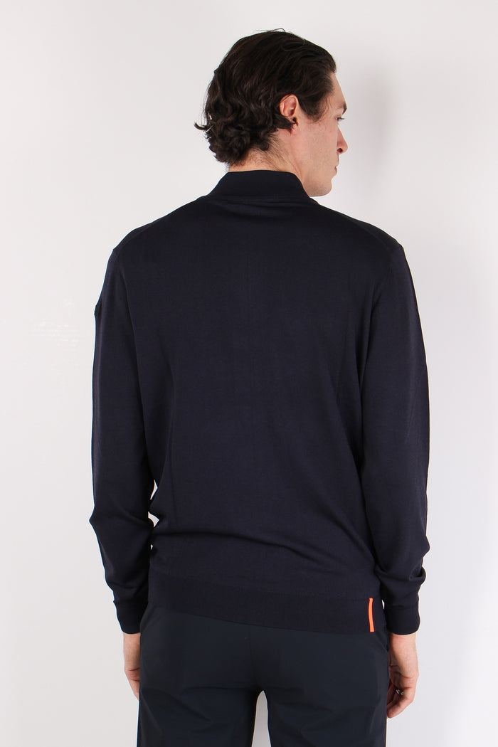 Maglia Full Zip Tessuto Tecnico Blue-5