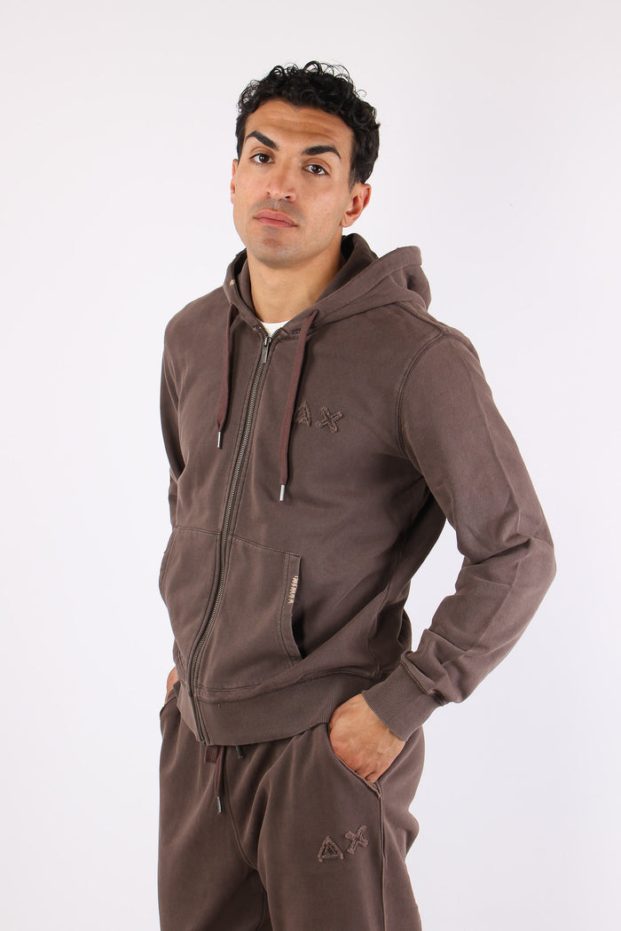 Felpa Full Zip Delavee Marrone-6