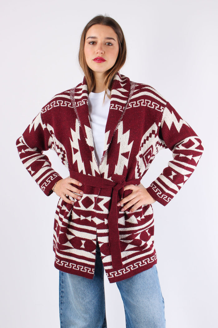 Cardigan Norvegese Panna/bordeaux-3