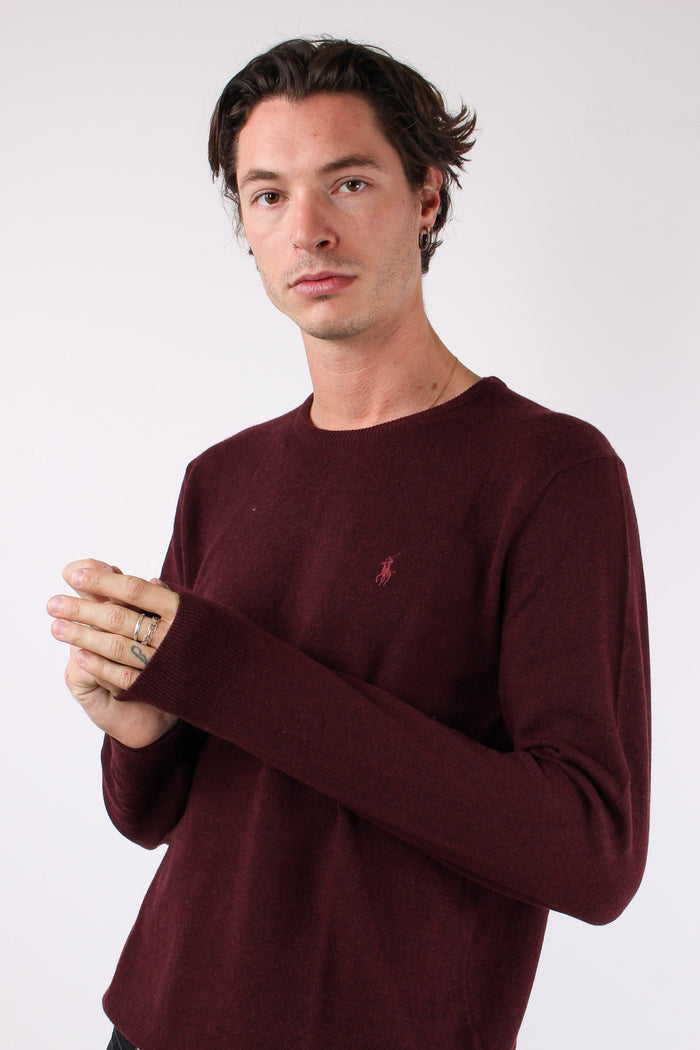 Maglia Girocollo Lambswool Wine Heather-2
