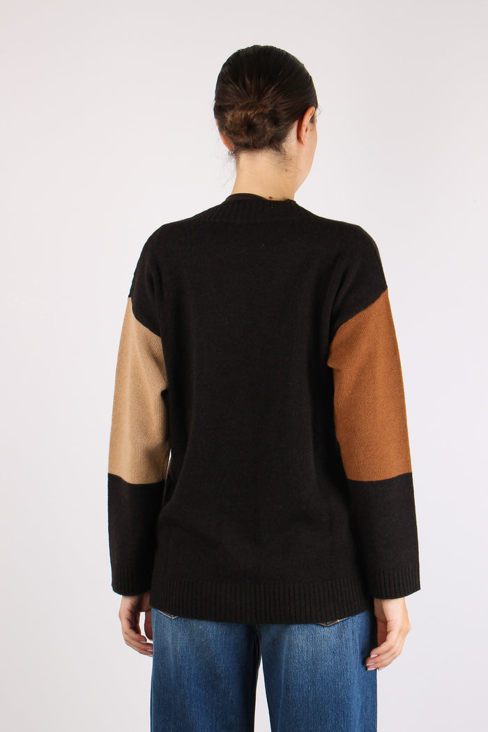Cardigan Bottoni Intarsio Ebano-5