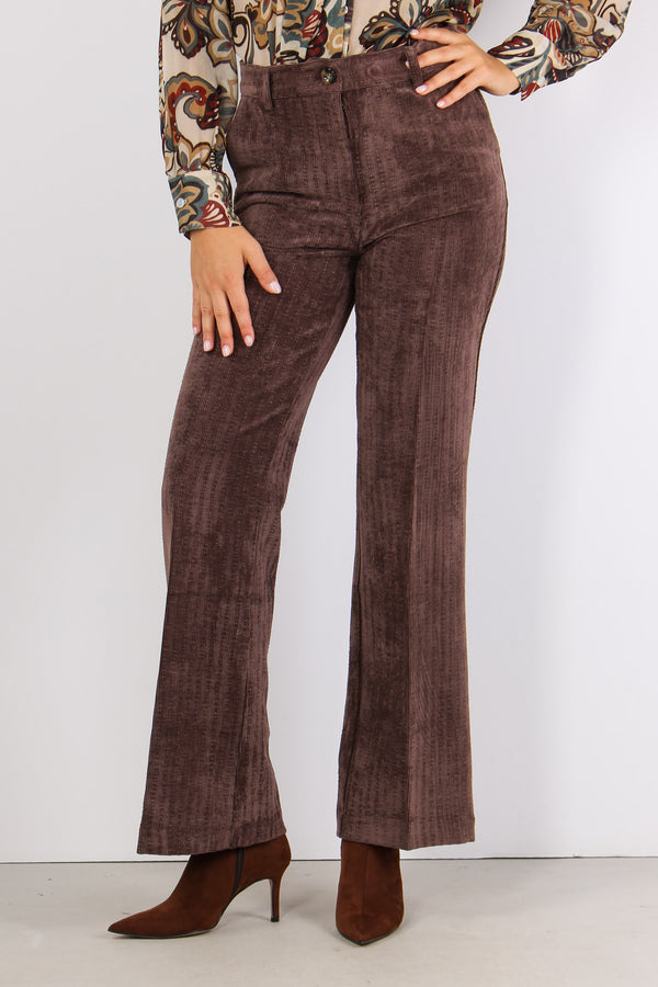 Pantalone Flare Velluto Moro-2