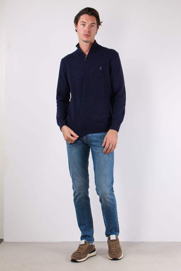Felpa Mezza Zip Lambswool Hunter Navy-2