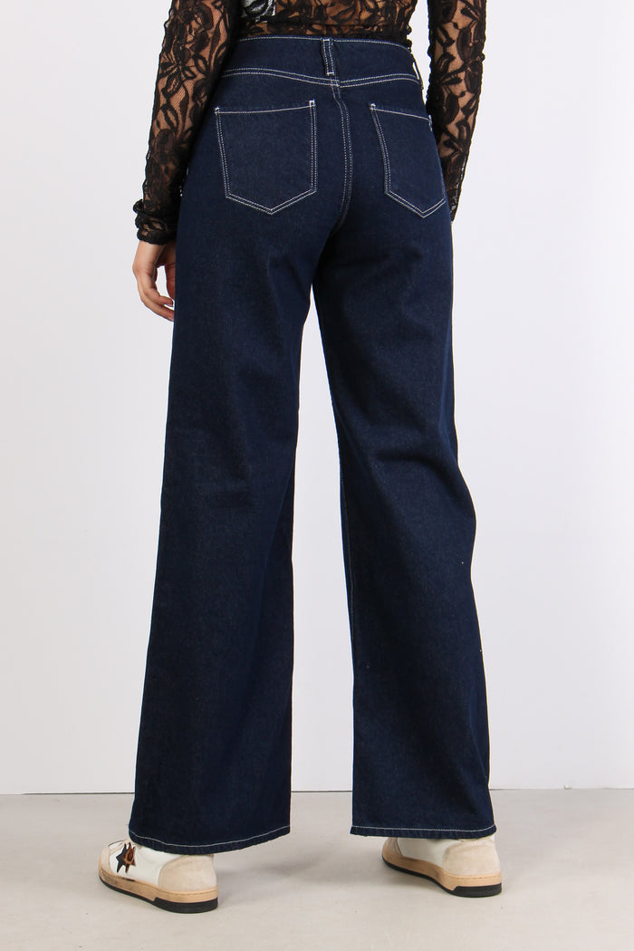Denim Palazzo No Cinturino Denim Scuro-4